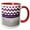 Red/White, variant on 3drose, Contemporary Purple and White Chevron Stripes, Silver Diamond Design, 11oz Two-tone Blue Mug