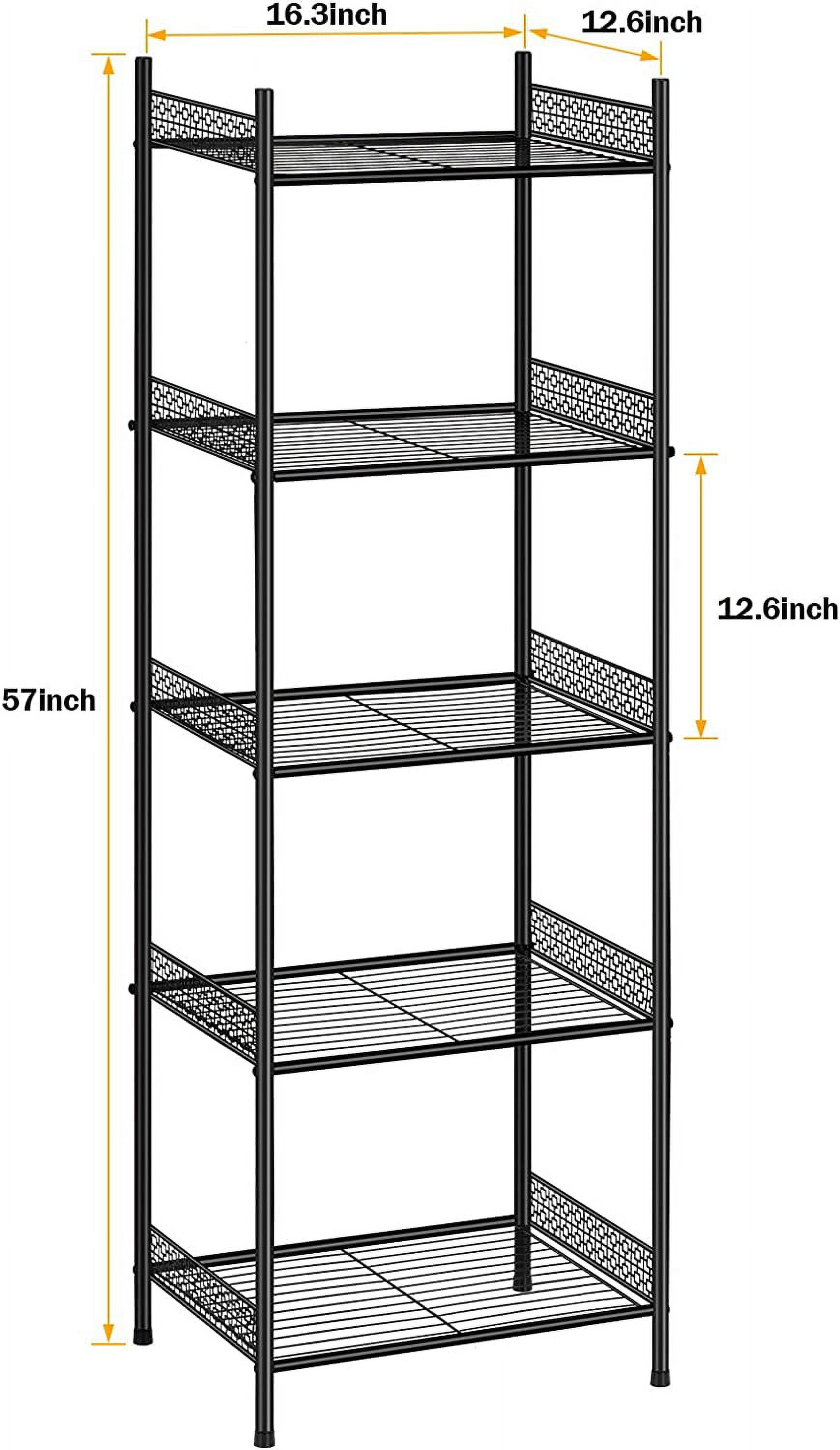 5 Tier Wire Shelving Unit Metal Storage Organizer Rack, Black, Set of 2