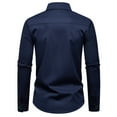 thumbnail image 6 of safuny Men's Slim Dress Shirt Long Sleeve Button Down Embroidered Casual Top Navy XXL, 6 of 7