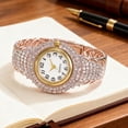 thumbnail image 4 of Women Quartz Watch Round Dial Analog Watch with Alloy Strap Ladies Rhinestone Wristwatch for Casual Wear Parties Offices Dates, 4 of 8