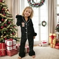 thumbnail image 4 of Christmas Pajamas Kids Girls Satin Pajamas Long Sleeve Button-Down Top pants Set Set Teen 14 Years Pajamas Boy, 4 of 5