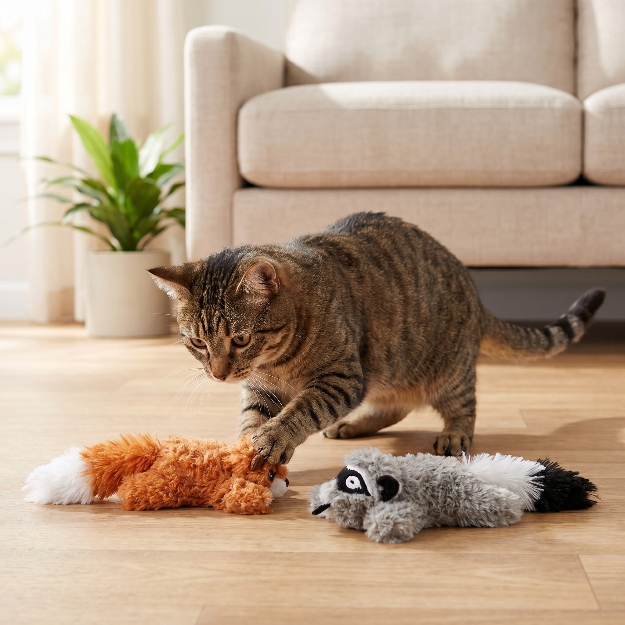 Vibrant Life Plush Cat Toys with Crinkle and Catnip, Lemur and Squirrel, 2 Count