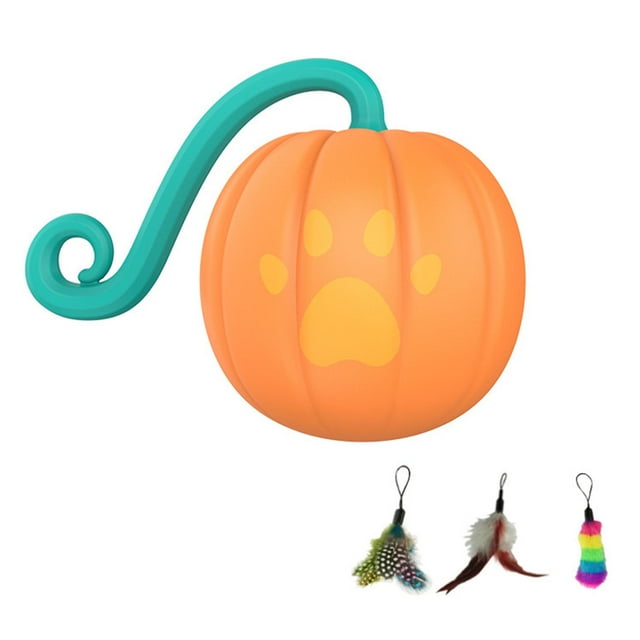 Juguetes para perros Zulema Bola giratoria calabaza Rotación automática plumas reemplazables