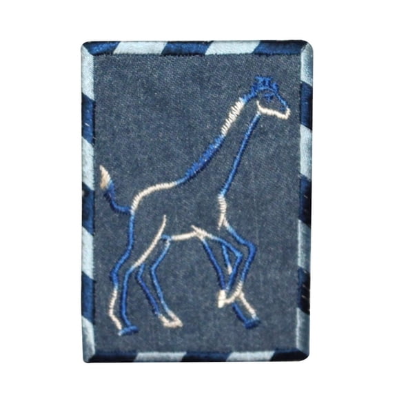 ID 0770 Giraffe Outline On Denim Patch Jean Badge Embroidered Iron On Applique