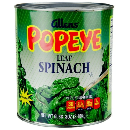 (2 Pack) Popeye Leaf Spinach No Salt Added 99oz (Best Canned Spinach Brand)