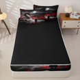 thumbnail image 4 of Metsweet Japanese Samurai Dragon Zipper Twin Comforter Sets with Fitted Sheet and 2 Pillowcases, Moutain Scenery Zipper Bedding Set, Black Red White,4-Piece,Black Reversible, 4 of 6