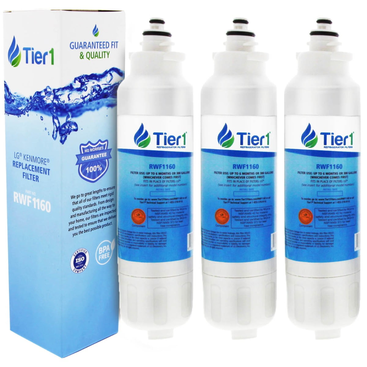 Comparable Refrigerator Water Filter 3 Pack Plus D Fits LG LT800P ADQ72910901 