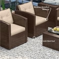 thumbnail image 5 of Hearth & Harbor 6-Piece Outdoor Patio Furniture Set with Storage Table, Wicker Patio Conversation Set Brown/Beige, 5 of 6