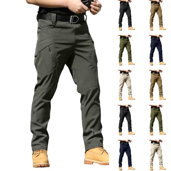 Nestiefly Mens Work Pants Cargo Stretch Casual Waterproof Outdoor Travel Hiking Pant With Multi Pockets(No Belt) Gray 2XL