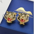 thumbnail image 3 of NEGS 18K Gold Plated Roaring Tiger Head with Green Eyes Red Tongue Stud Clip Hip Hop Rock Stainless Steel Earrings for Women Men, 3 of 7
