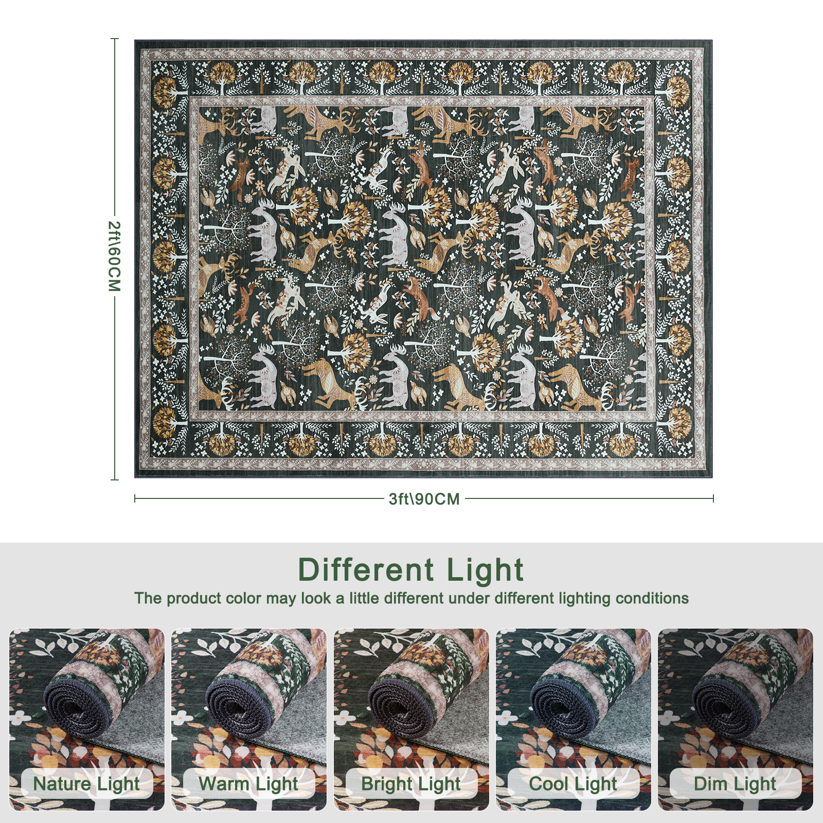 2x3 Indoor Entryway Rug, Small Washable Area Rug Non-Slip Vintage Door Mat Entrance, Animal Low Pile Floor Carpet for Door, Entrance, Hallway,Farmhouse,Bathroom, Bedroom