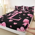 thumbnail image 4 of Erosebridal Letter L Monogrammed Full Size Sheets,Pink Ribbon Bow Girls Bed Sheets For Kids 4pcs, 4 of 6