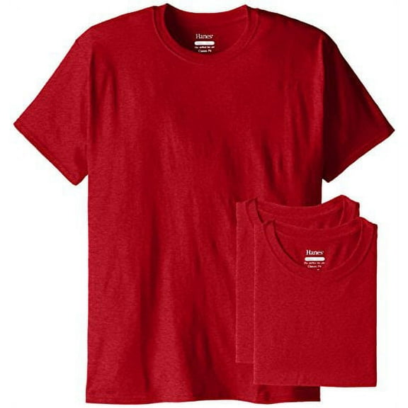 Hanes Mens ComfortBlend EcoSmart Crewneck T-Shirt (Pack of 3) 3 Deep Red