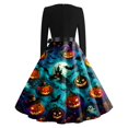 thumbnail image 4 of Womens Halloween Dress Pumpkin Funny Scary Breathable Quick‑Dry Retro Dress For Fall Holiday Events, 4 of 4
