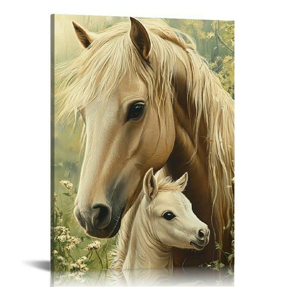 FCXZI Horse Mother And Baby Canvas Wall Art Home Decor 12x16 12x16in