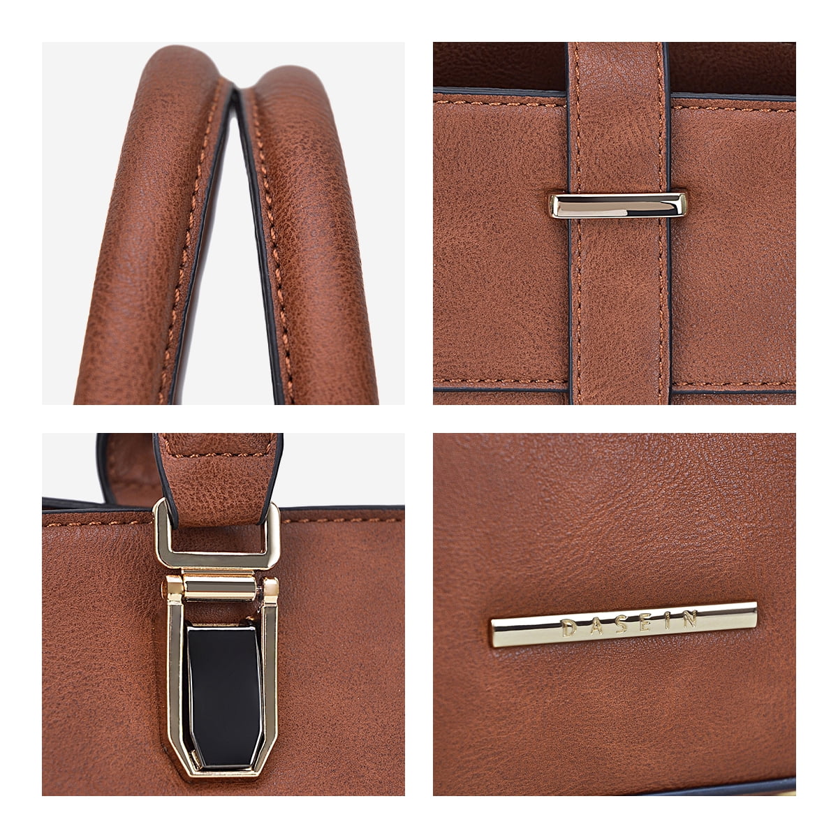 Women's Handbag Flap-over Belt Shoulder Bag Top Handle Tote Satchel Purse Work Bag w/Matching Wristlet