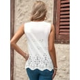 thumbnail image 4 of Women'S Eyelet Embroidered Sleeveless Blouse V Neck Casual Summer Shirt Tops White XXL, 4 of 9