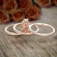 thumbnail image 2 of 3 Carat 6 mm Princess Cut Morganite and Diamond Moissanite Trio Set, Engagement Ring and 2 Matching Wedding bands, with 18k Gold Plating, 2 of 3
