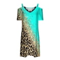 thumbnail image 5 of Robes Robe d'Été Femmes Décontractée Ample Été Imprimée Manches Courtes Robe de Plage Robe Verte TTTG, 5 of 5