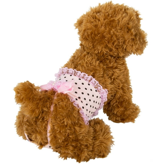 CUECUEPET Reusable and Comfortable Physiological Sanitary Fashion Panty Wear for Female / Girl Dogs or Puppies ( Pink / Black Polka Dots) [Multiple Sizes Available]