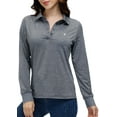 thumbnail image 3 of MoFiz Women's Long Sleeve Golf Polo Shirts Quick Drying Casual Workout Tops Shirts Drak gray M, 3 of 9