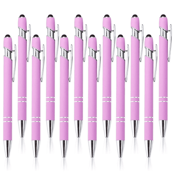 12 Pack Ballpoint Pen 2-in-1 Stylus Retractable Ballpoint Pen with Stylus tip, Metal Stylus Pen for Touch Screens, 1.0 mm Black Ink