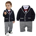 thumbnail image 2 of Kiplyki Flash Toddler Pants Newborn Infant Boys Tuxedo Gentleman Onesie Romper Jumpsuit Wedding Outfits, 2 of 8