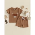thumbnail image 5 of Yunliwuli Kids Boys Shorts Set, Short Sleeve Embroidery Cow T-shirt with Elastic Waist Shorts Toddler Set Summer Outfit, 5 of 10