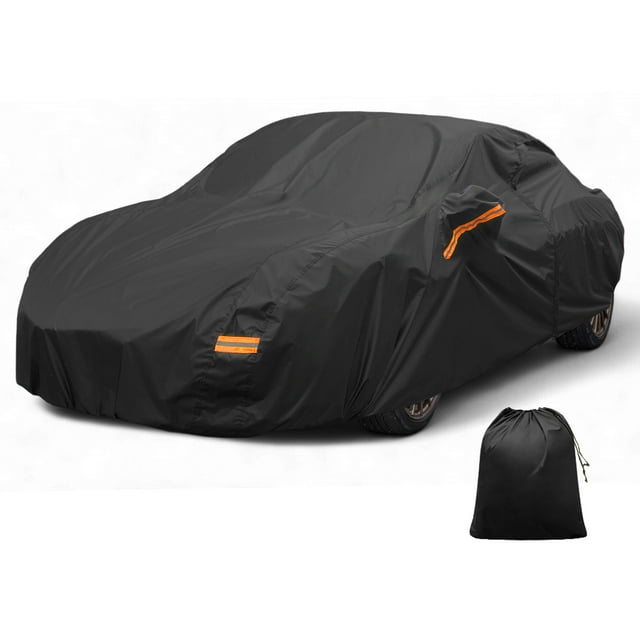 Funda de coche única Bargains, película de aluminio, funda para coche exterior, protección impermeable para todo clima con cremallera en la puerta del conductor, negra para Toyota GR86