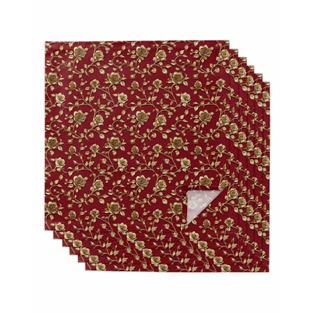 

Red Yellow Floral Cloth Napkins Set of 6 Christmas Red Xmas Botanical Washable Reusable Dinner Cocktail Napkin for Kitchen Party Wedding Banquet Holiday Baby Shower Table Decor