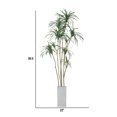 thumbnail image 7 of 89.6'' Artificial Dragon tree in a Square beige fiberstone planter perfect for indoor and outdoor use, 7 of 7