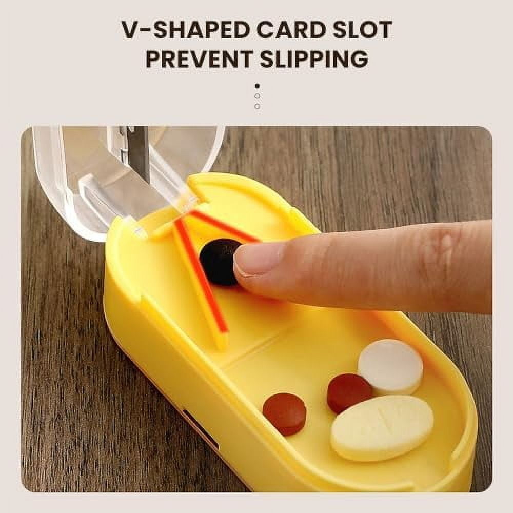 Pill Cutter Travel Pill Organizer, 2025 New 3 Compartment Small Pill Box Pill Cutter Splitter for Small or Large Pills, Small Pill Container Portable Pill Case for Pocket Purse Pill Organizer (Green)