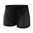 thumbnail image 4 of Cloudstyle Men's Solid Color Mesh Boxer Briefs 4-Pack (Black/Blue/Gray/Burgundy) - Moisture-Wicking, Breathable for All Seasons, 4 of 17