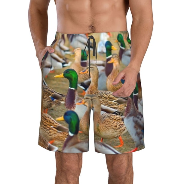 Balery Mallard Ducks Traje de Baño Estilo Hawaiano para Hombre, Shorts de Secado Rápido con Bolsillos-X-Large