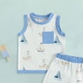 thumbnail image 5 of Nwiuh Baby Boy Summer Clothes Infant Toddler Beach Outfits Sleeveless Tank Tops Shorts Set (Sky Blue, 12-18 Months), 5 of 5