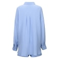 thumbnail image 7 of JIAYUE Women 2 Piece Outfits Sets Solid Color Lapel Long Sleeve Casual Linen Blend Poplin Shirt And Shorts Button Ladies Stylish Clothing Set, 7 of 7