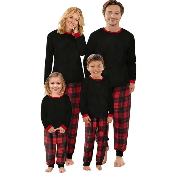Zhanying Family Pajamas Matching Sets 2 Piece Pjs Clothes Set Outfits for Couples Christmas Jammies Home Pajamas Set Christmas Pjs Matching Sets Couple Black