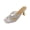 Silver, variant on Silver Womens Summer High Heel Square Toe Slippers Open Toe Sequined Rhinestone Silver Tone Plus Size Breathable 2026