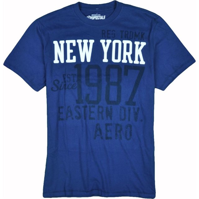 Aeropostale New York Graphic playera para hombre, azul, XS