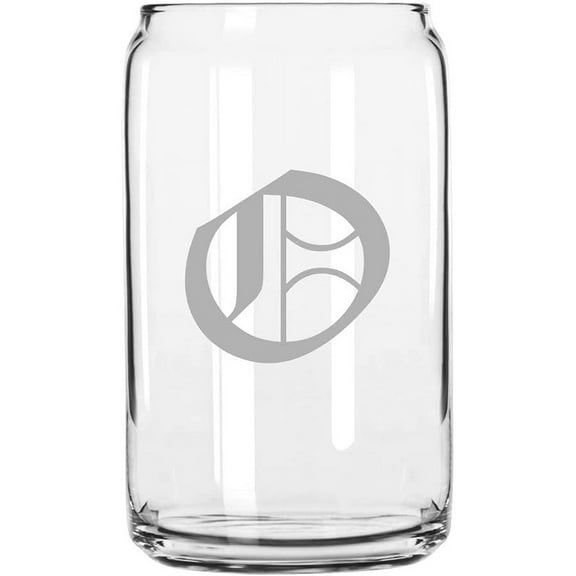 O Old English Monogrammed Etched 16oz Libbey Can Glass