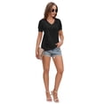 thumbnail image 7 of Women's Summer Casual 2-Pack V Neck Tops Swiss Dot Puff Sleeve Blouse Hotpink/Black, 7 of 7