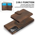 thumbnail image 4 of ELEHOLD Case for Samsung Galaxy Note 20, 2-in-1 Magnetic Shockproof Leather Wallet Flip Case Cover, Detachable Card Holder with Stand,Brown, 4 of 5