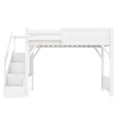 thumbnail image 4 of Twin Size Loft Bed with Stairs, Solid Wood Loft Beds Frame with Wardrobe, Gaming Loft Beds Twin with Storage Shelf for Teens Adults  (White), 4 of 7