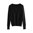thumbnail image 5 of Women's 100% Merino Wool 2024 Fall Winter First-Line Ready to Wear Long Sleeve Seamless Knit Crewneck Sweater Black XXL, 5 of 9