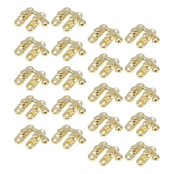 Hemoton 20pcs Metal Hasp Clasp Latch Lock Antique Box Toggle Latch Vintage Horn Lock for DIY Crafts Wood Jewelry Box Cabinet Toolbox Suitcases Golden