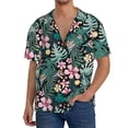 thumbnail image 3 of Vsdgher Rose Flowers Print Men's Wrinkle Free Untucked Cuban Shirt Business Casual Button Down Shirts Short Sleeve Shirt, 3 of 7