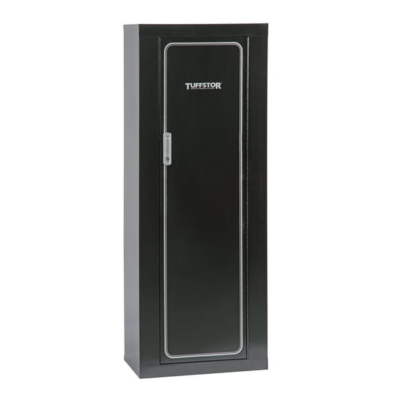 Tuff Stor 10 Gun Metal Security Cabinet, Durable Steel Gun Safe with Key Lock