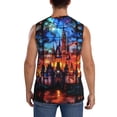 thumbnail image 4 of Fotbe Magical Stained Glass Castle Men's Camiseta sin Mangas Estampada para Hombres, Playera Casual para Gimnasio, Entrenamiento, Playa-X-Large, 4 of 7