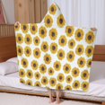thumbnail image 5 of White Small Sunflower Pattern Hooded Bath Towel，60"x35" for Ages 3 To 12 Kids, Quick Dry Lightweight Soft Microfiber Hood Beach Towel Cover Up for Kids, 5 of 7