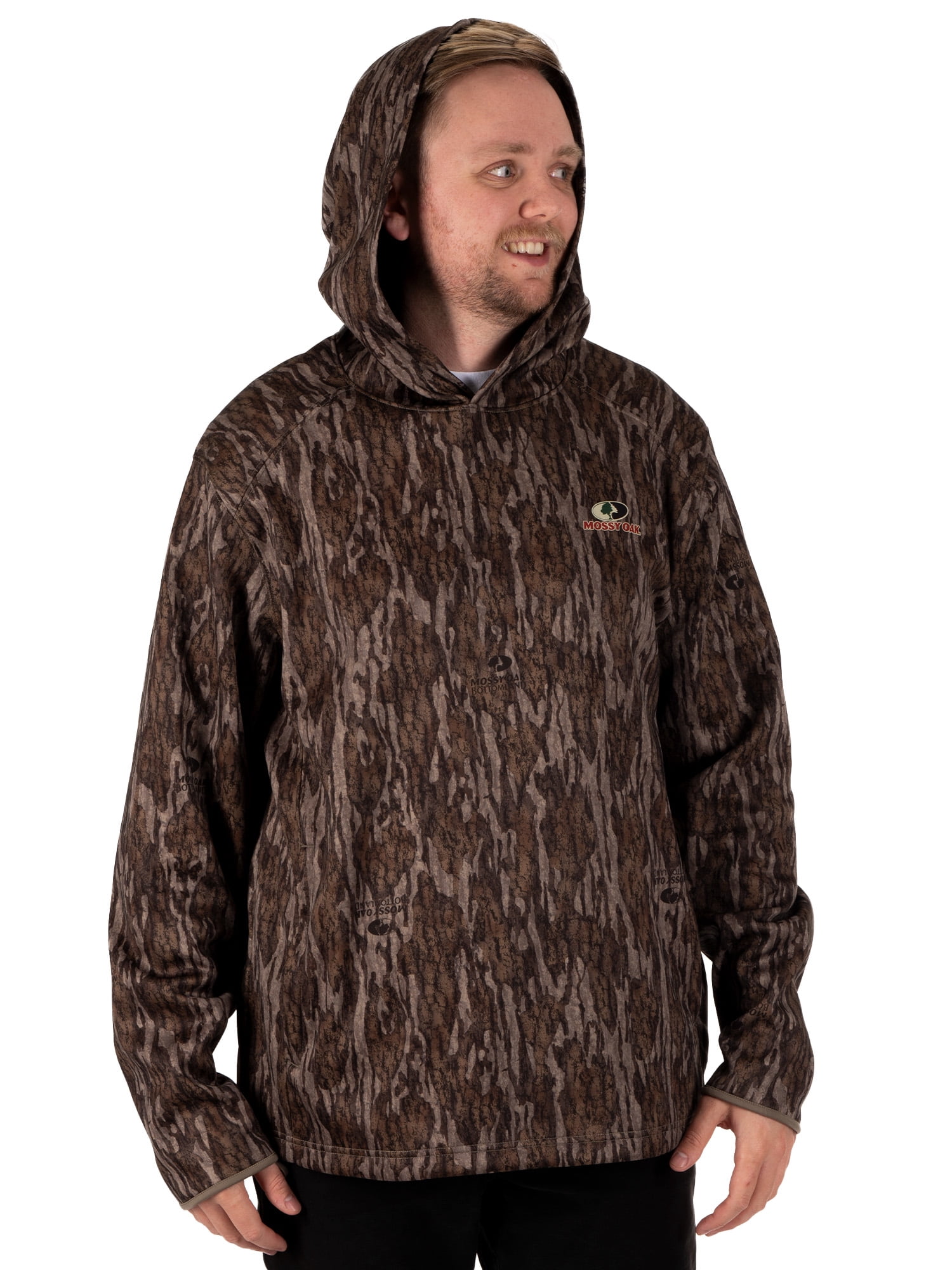 Mossy Oak Men's Camouflage Hunting Performance Hoodie, Mossy Oak Bottomland, L